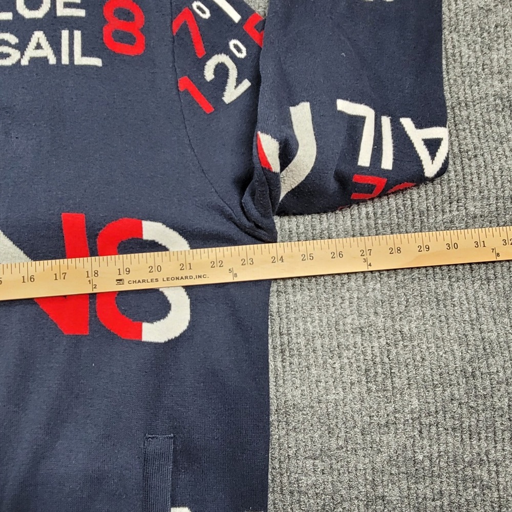VTG Nautica Blue Sail Sweater Men's Navy Blue Full Zip Graphic Intarsia Knit XL - Picture 4 of 12